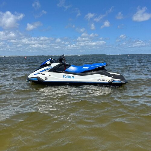 Yamaha jet ski floating on the Currituck Sound
